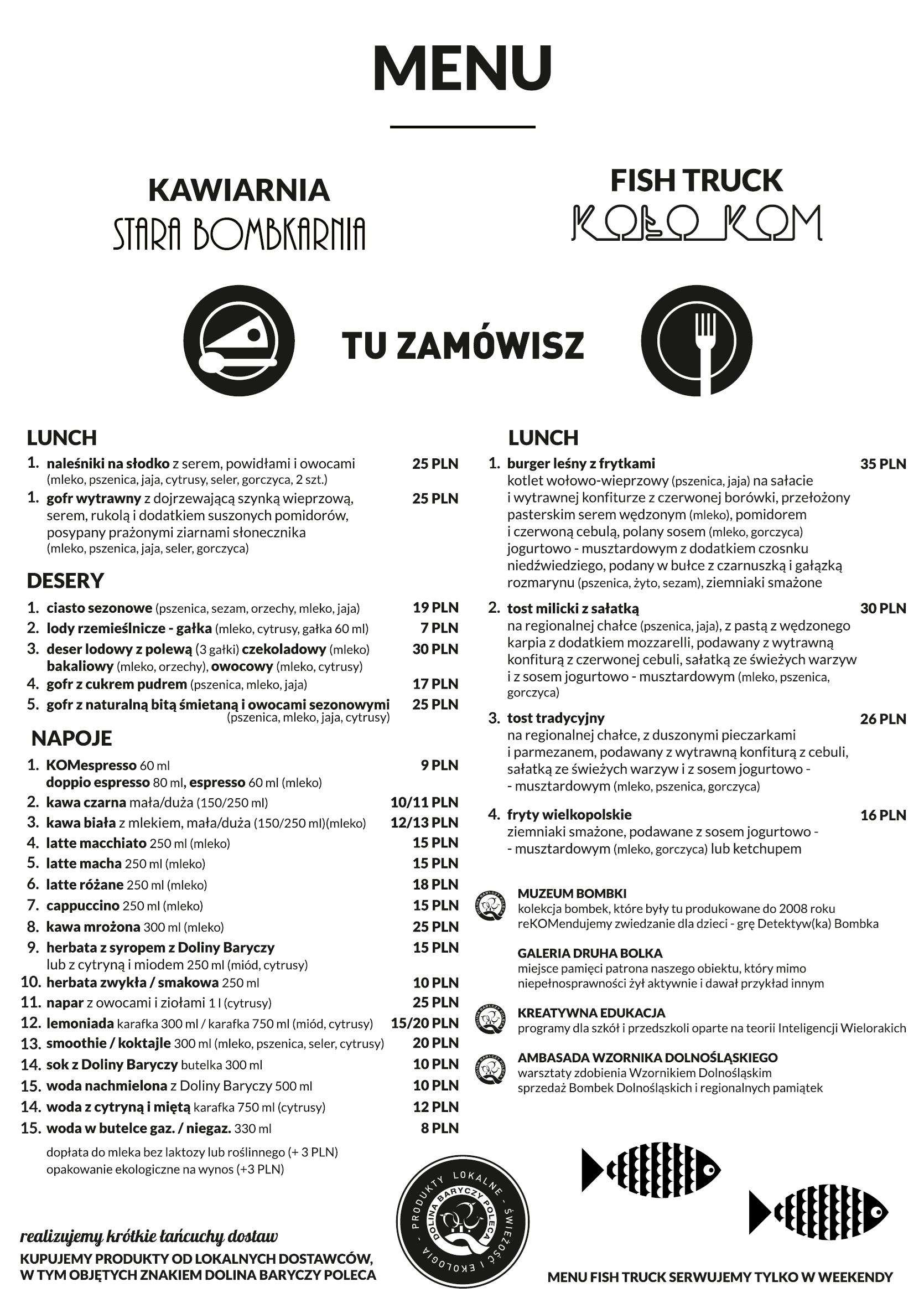 Kawiarnia Menu