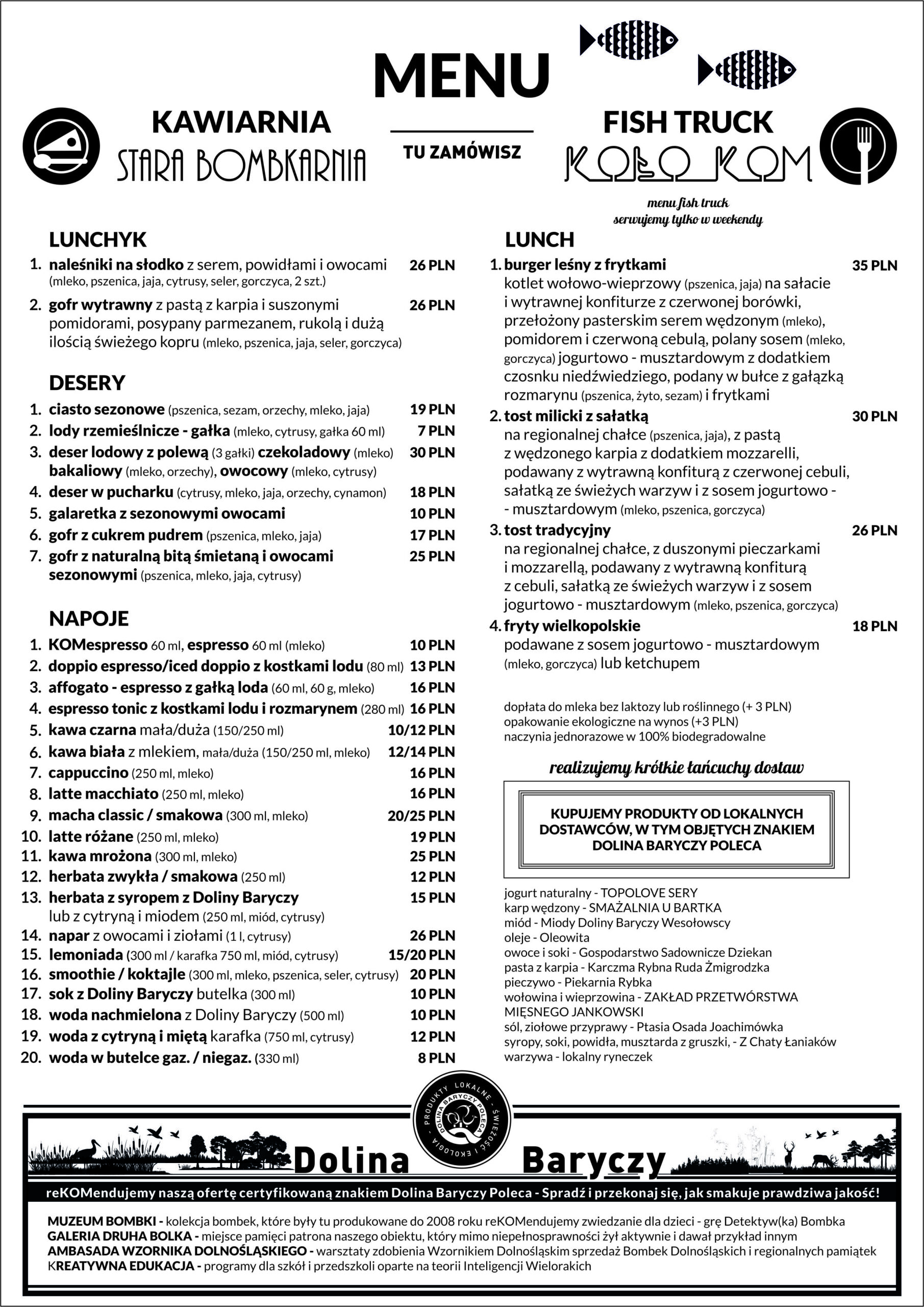 Kawiarnia Menu